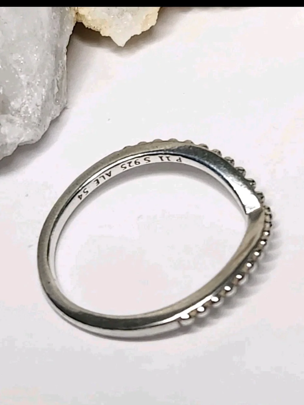 Pandora Sterling Silver .925 ALE Beaded Chevron Ring Size 7 Stackable